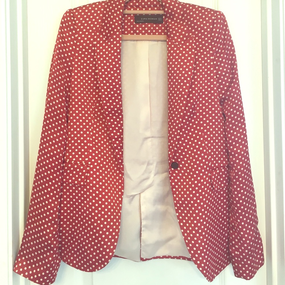 ZARA red pokadot blazer Rare! Extra Small
